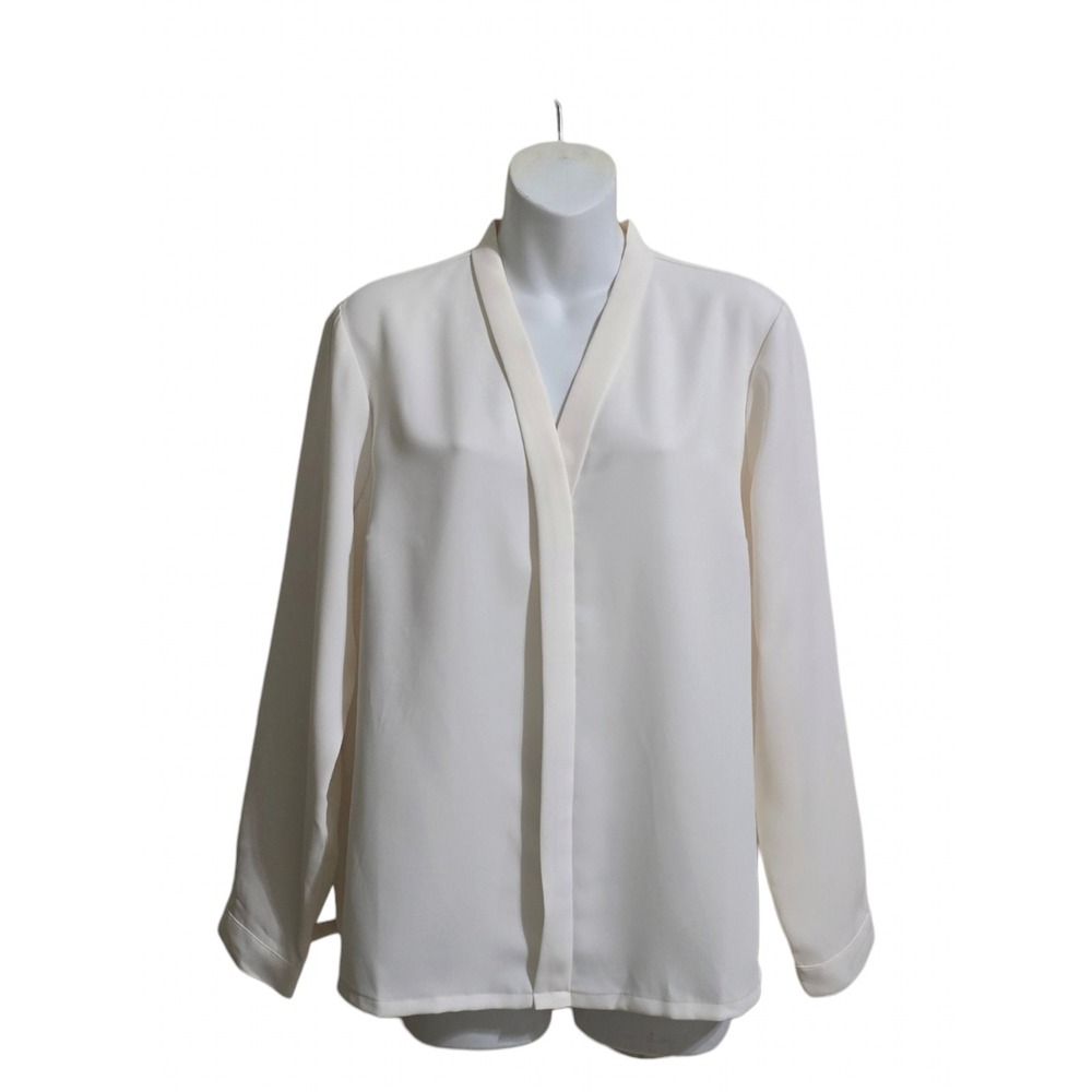 J. Jill V-Neck Lightweight Pleated Sleeve Blouse In Cream Sz PL NWT